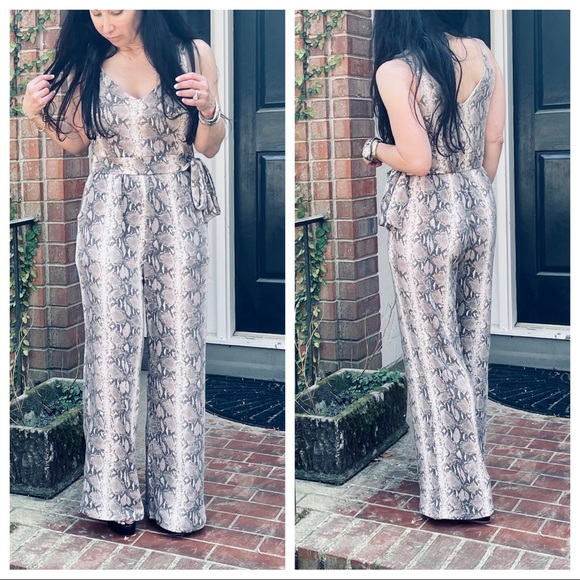 #01 Snakeskin print Wide leg tank jumpsuit - Picture 9 of 15